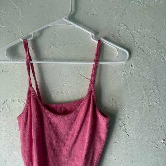 PS Basics PacSun Pink Ribbed Cami Tank Top Women’s Size L Lettuce Hem‎ Y2k Style - Picture 2 of 7